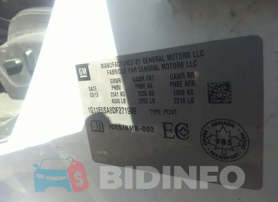 1G11E5SA8DF271909 Photo# 9