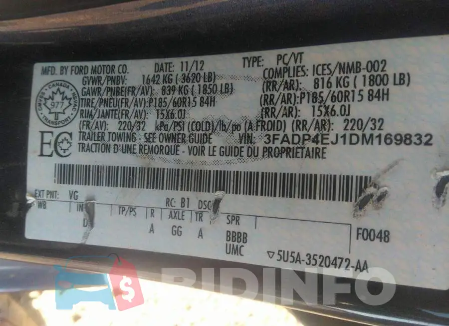 3FADP4EJ1DM169832 Photo# 9