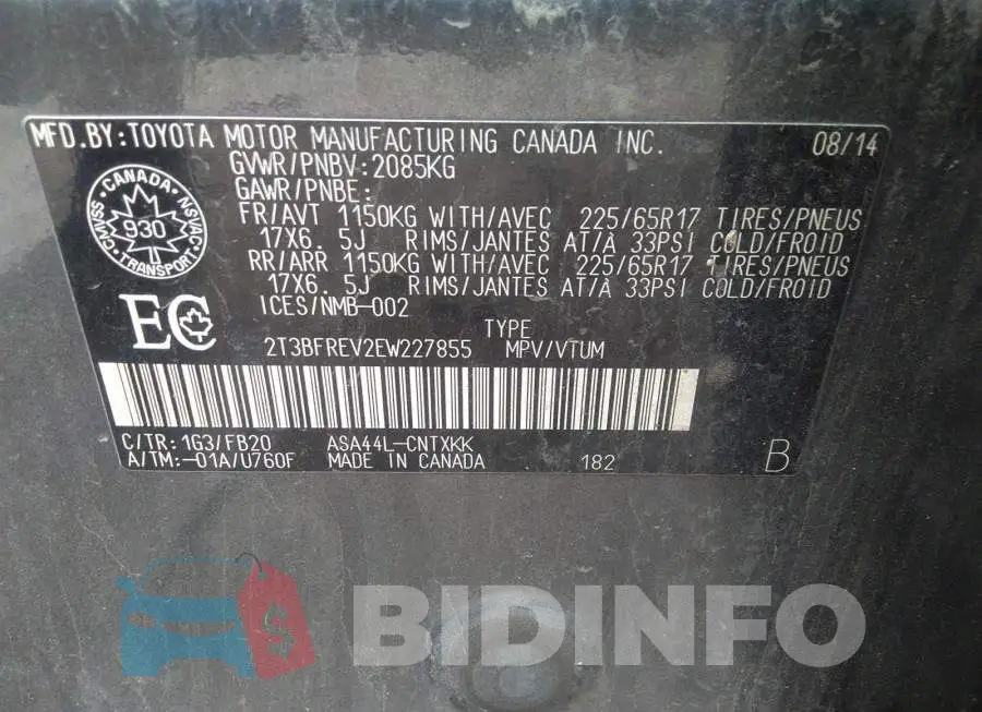 2T3BFREV2EW227855 Photo# 9