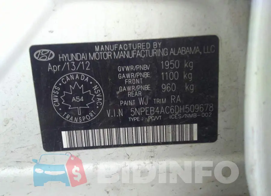 5NPEB4AC6DH509678 Photo# 9