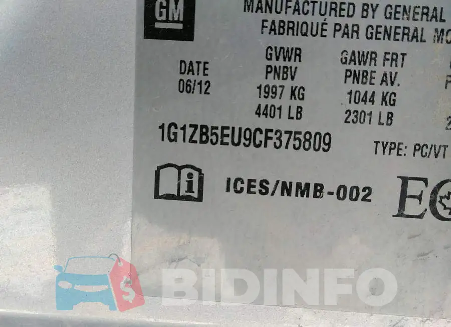 1G1ZB5EU9CF375809 Photo# 9