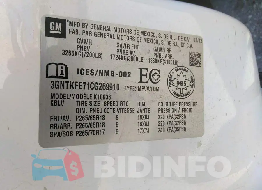3GNTKFE71CG269910 Photo# 9