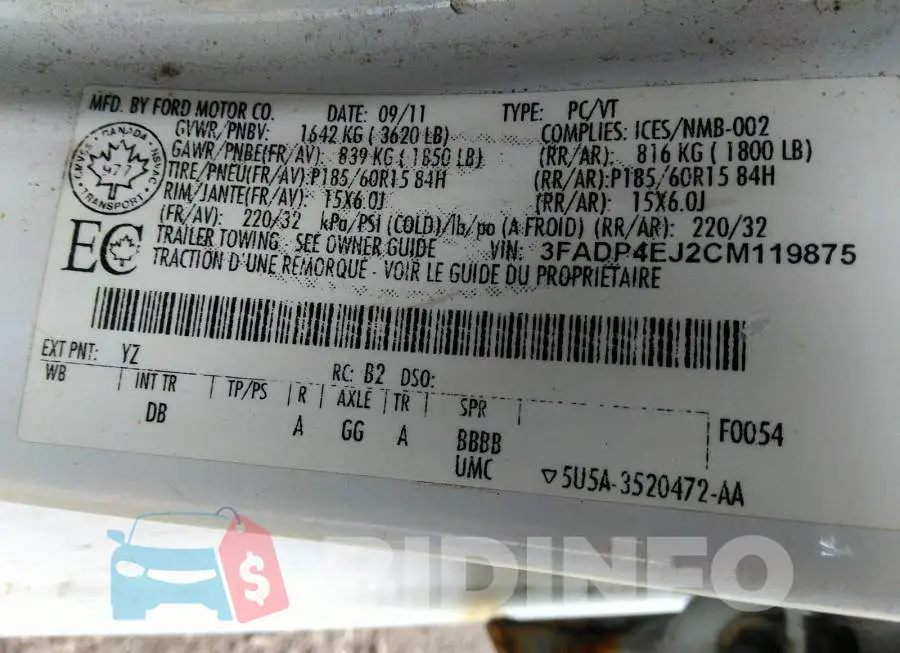 3FADP4EJ2CM119875 Photo# 9