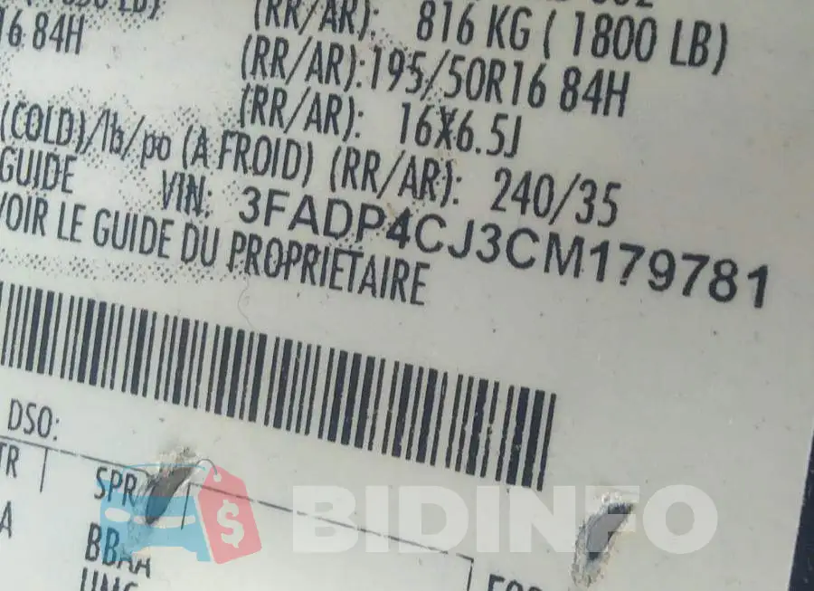 3FADP4CJ3CM179781 Photo# 9