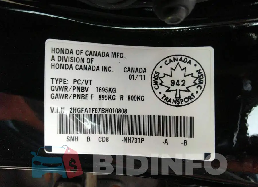 2HGFA1F67BH010808 Photo# 9