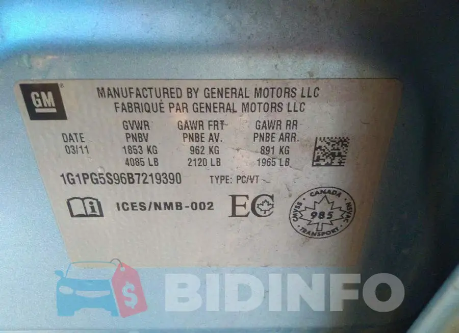 1G1PG5S96B7219390 Photo# 9