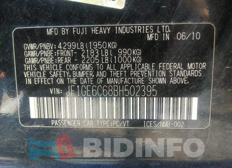 JF1GE6C68BH502395 Photo# 9