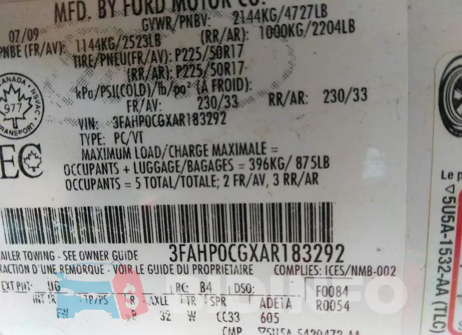 3FAHP0CGXAR183292 Photo# 9