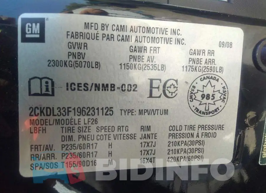 2CKDL33F196231125 Photo# 9
