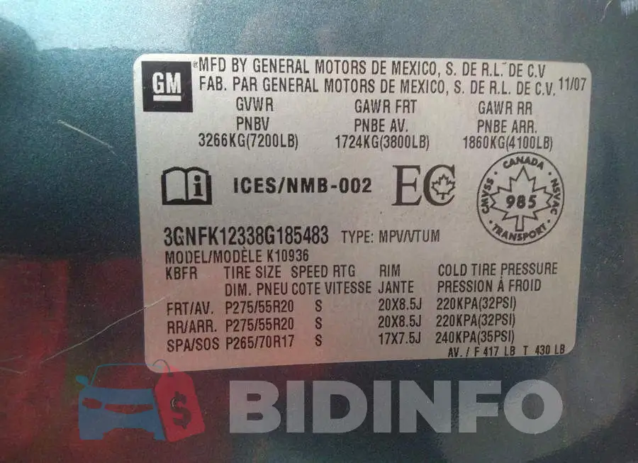 3GNFK12338G185483 Photo# 9