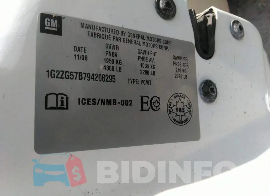 1G2ZG57B794208295 Photo# 9