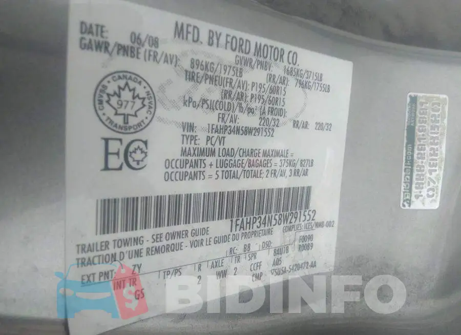 1FAHP34N58W291552 Photo# 9