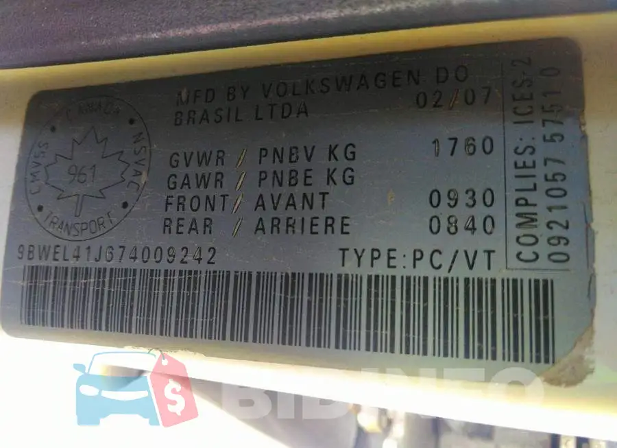 9BWEL41J674009242 Photo# 9