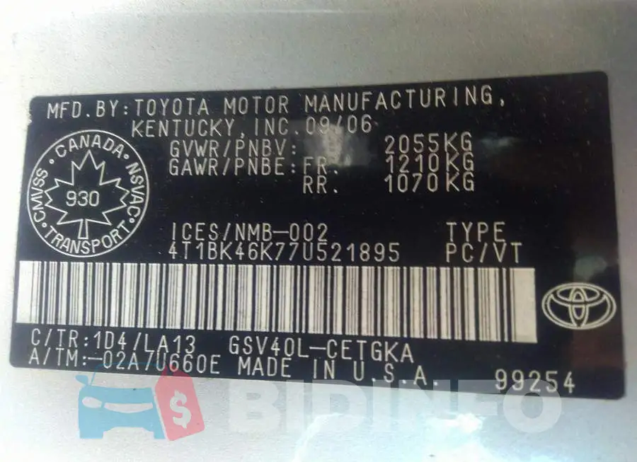 4T1BK46K77U521895 Photo# 9