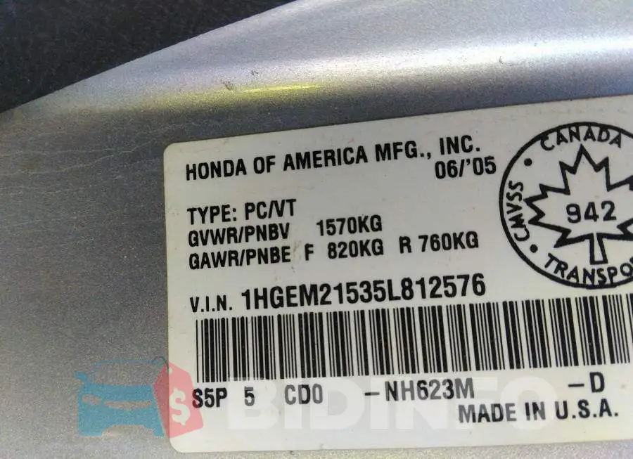 1HGEM21535L812576 Photo# 9