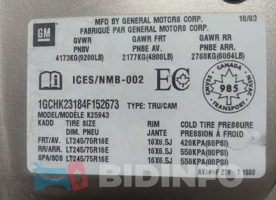 1GCHK23184F152673 Photo# 9