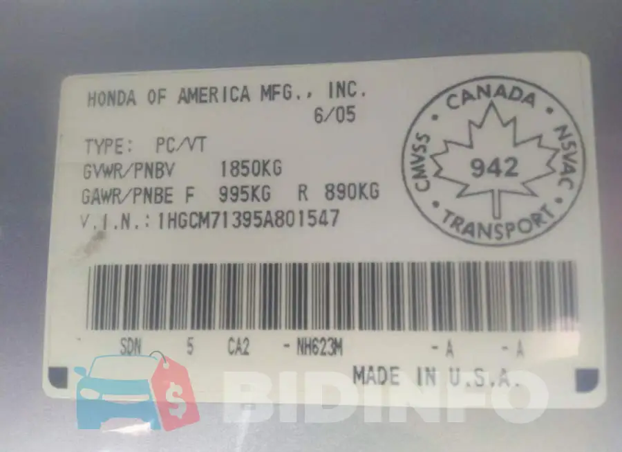 1HGCM71395A801547 Photo# 9