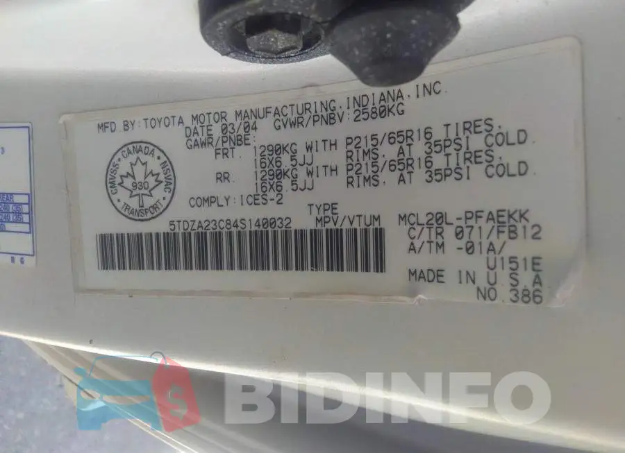 5TDZA23C84S140032 Photo# 9