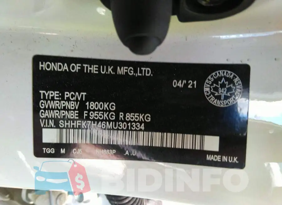 SHHFK7H46MU301334 Photo# 9
