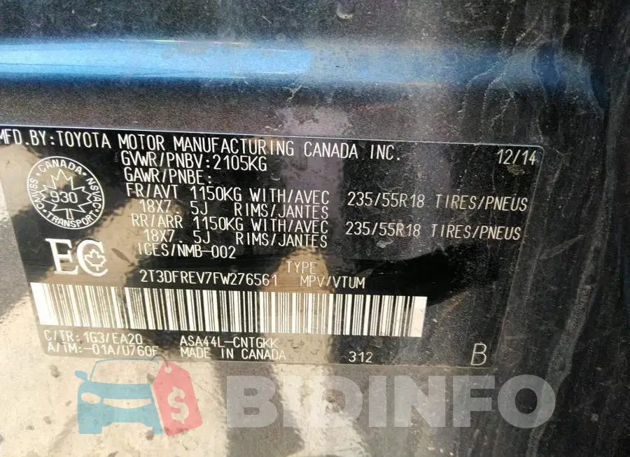 2T3DFREV7FW276561 Photo# 9