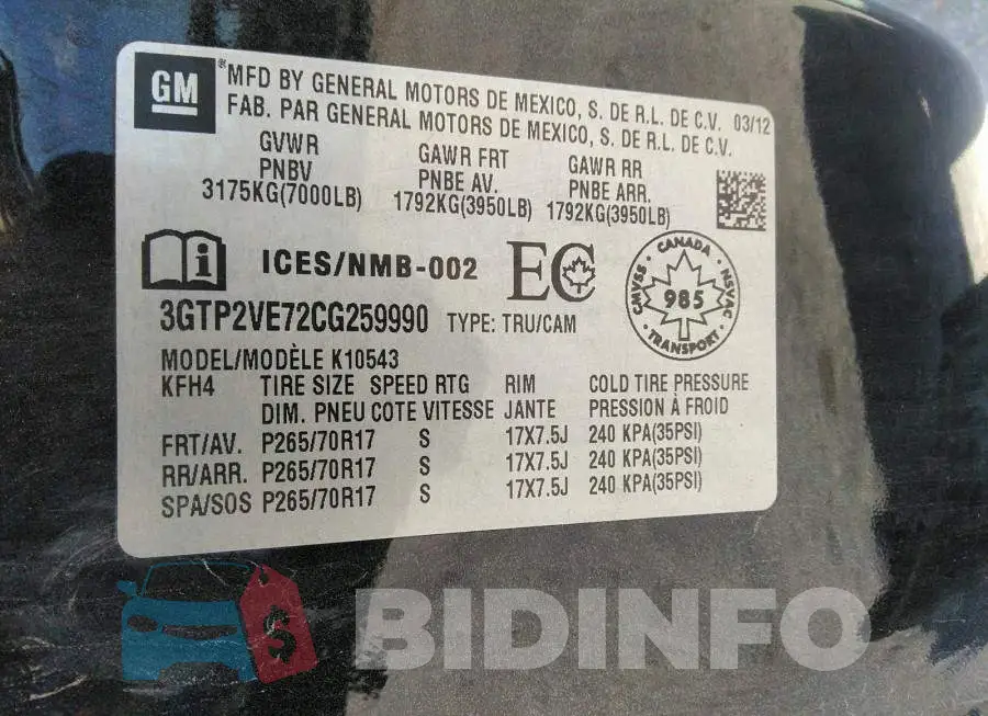 3GTP2VE72CG259990 Photo# 9