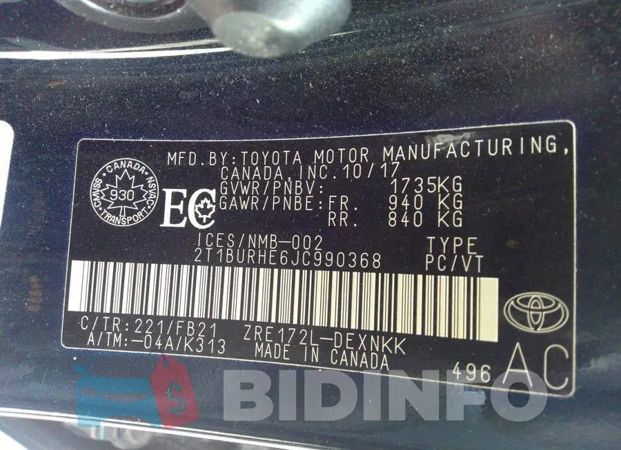 2T1BURHE6JC990368 Photo# 9