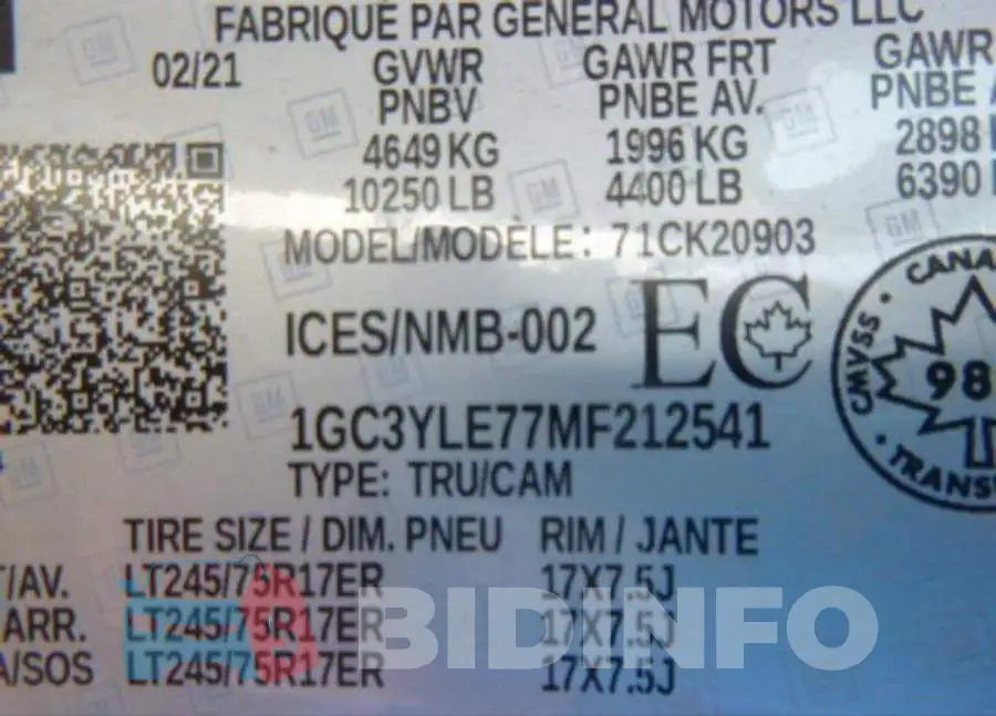 1GC3YLE77MF212541 Photo# 9