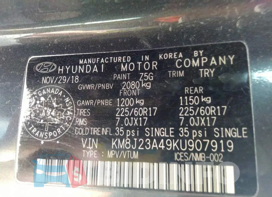 KM8J23A49KU907919 Photo# 9