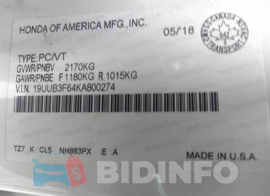 19UUB3F64KA800274 Photo# 9