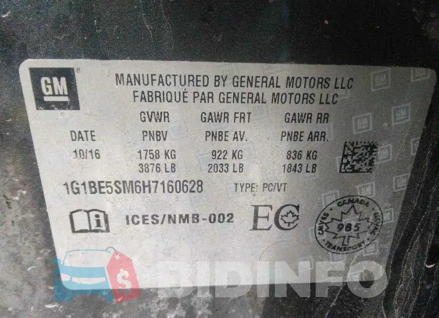 1G1BE5SM6H7160628 Photo# 9