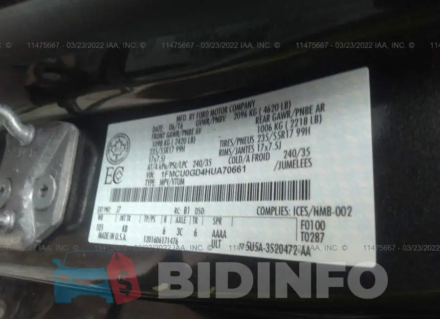 1FMCU0GD4HUA70661 Photo# 9