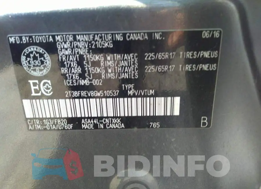 2T3BFREV8GW510537 Photo# 9