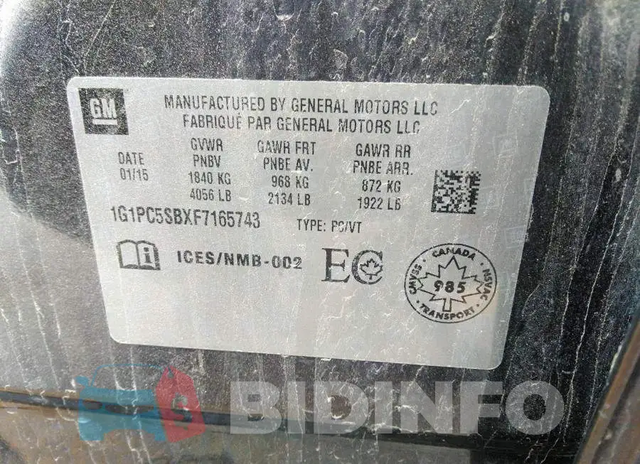 1G1PC5SBXF7165743 Photo# 9