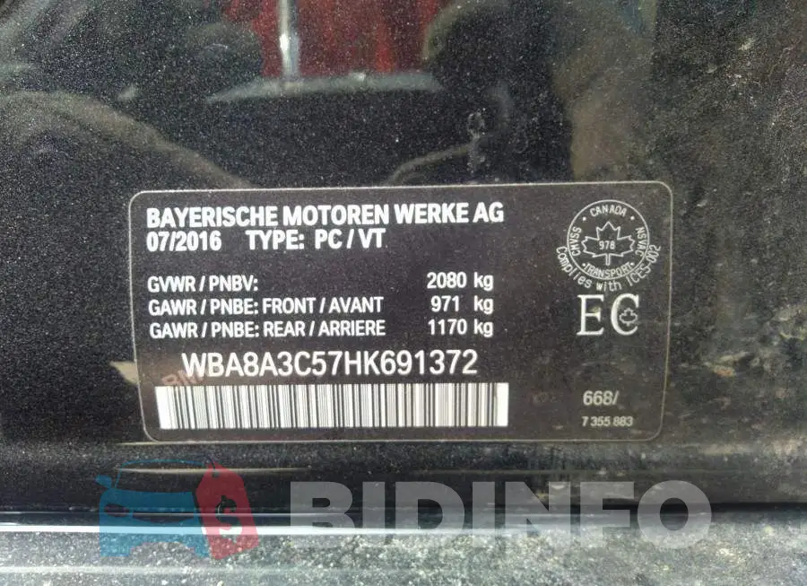 WBA8A3C57HK691372 Photo# 9
