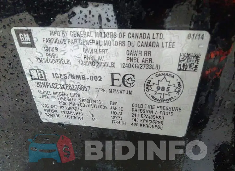 2GNFLCE3XE6239857 Photo# 9