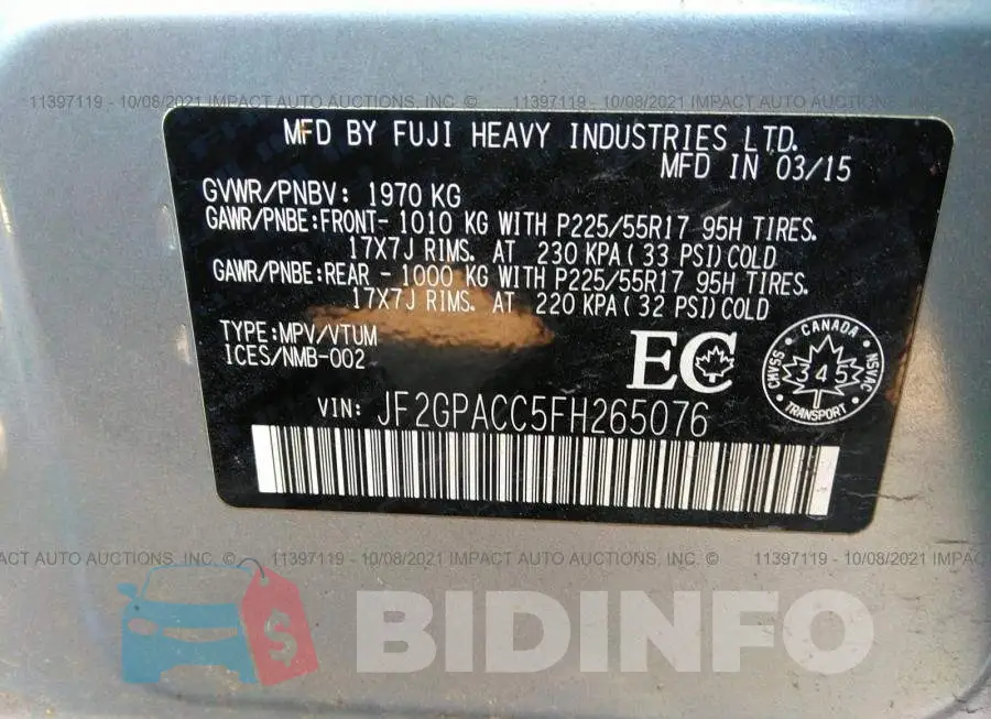 JF2GPACC5FH265076 Photo# 9