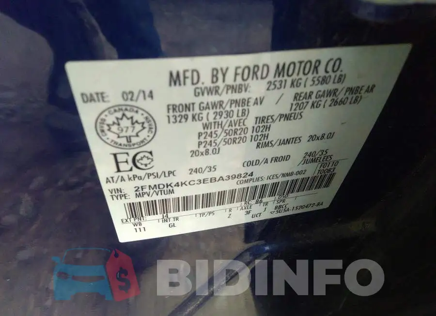 2FMDK4KC3EBA39824 Photo# 9