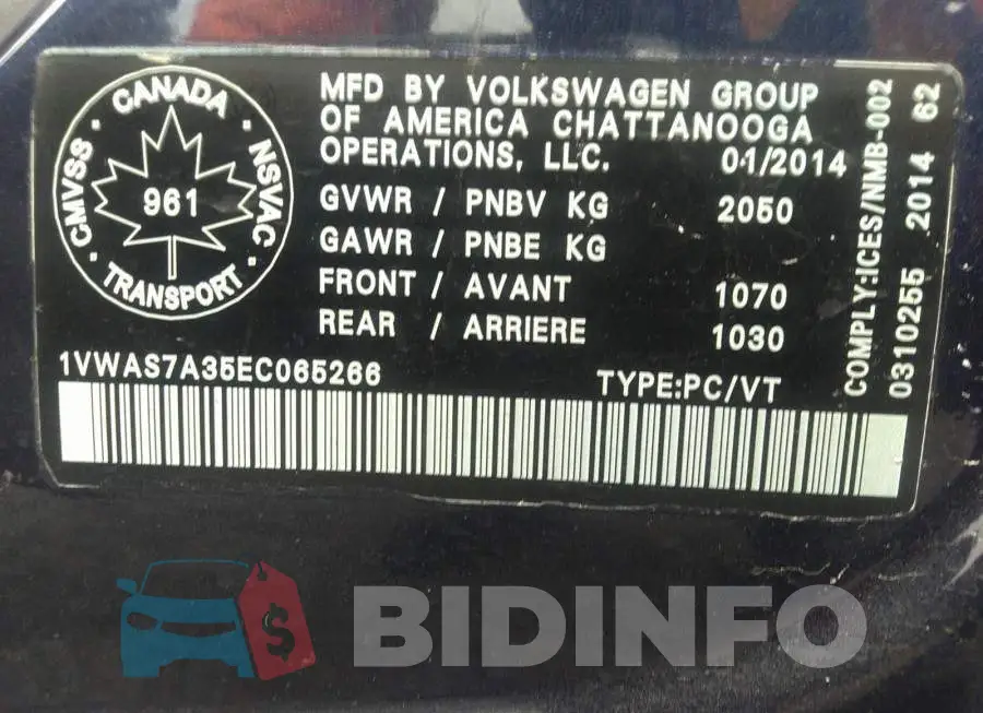 1VWAS7A35EC065266 Photo# 9