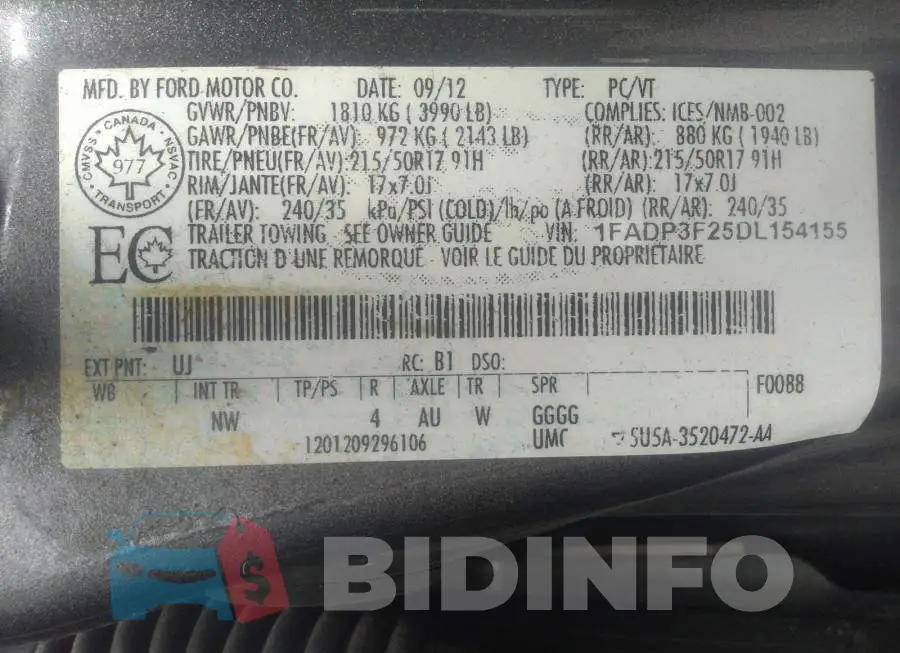 1FADP3F25DL154155 Photo# 9
