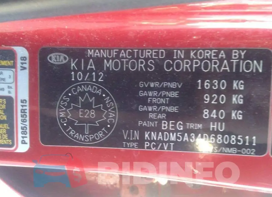 KNADM5A34D6808511 Photo# 9