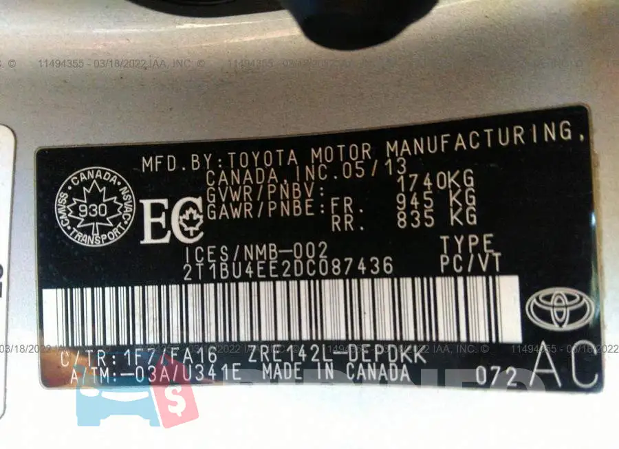 2T1BU4EE2DC087436 Photo# 9