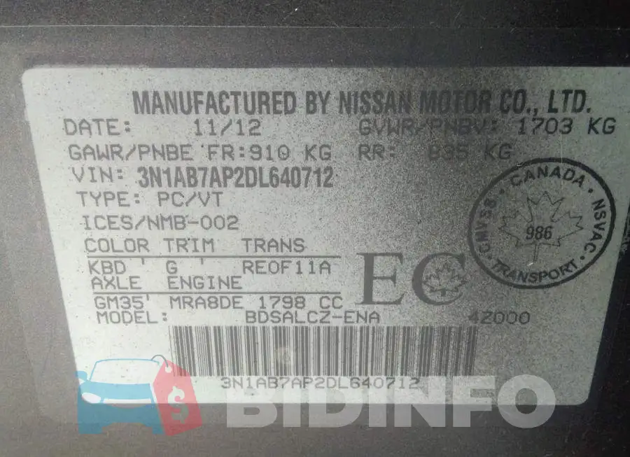 3N1AB7AP2DL640712 Photo# 9