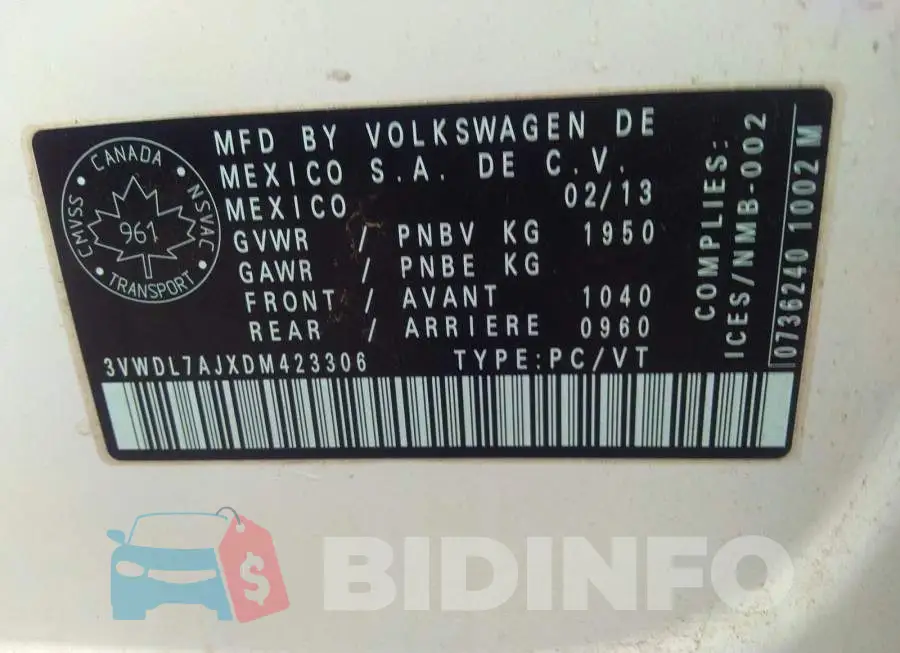 3VWDL7AJXDM423306 Photo# 9