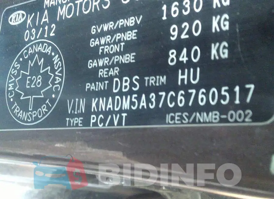 KNADM5A37C6760517 Photo# 9