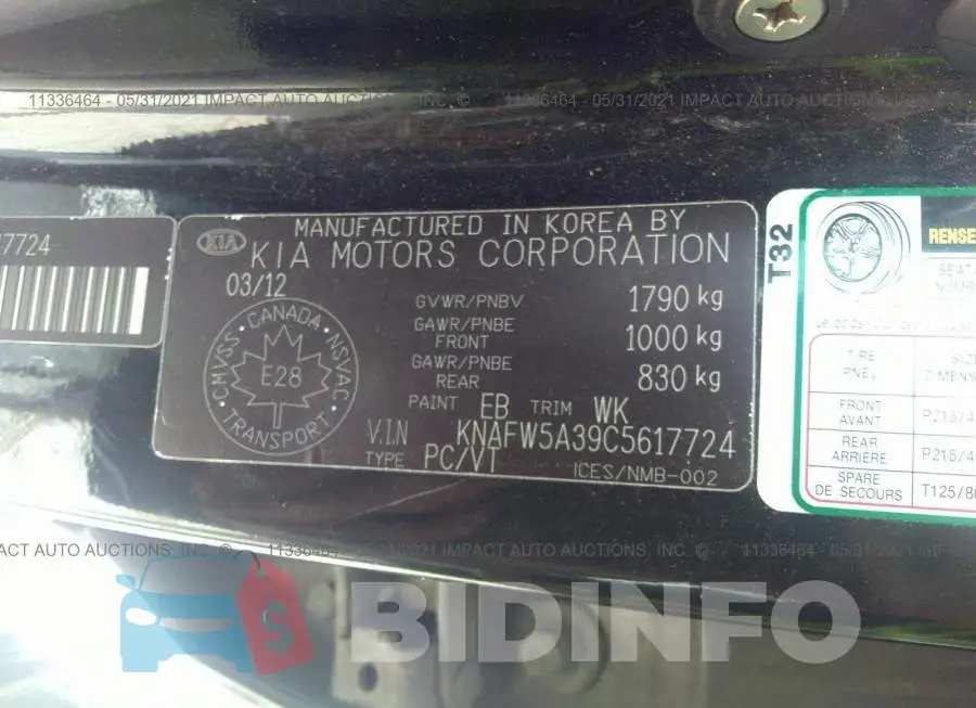 KNAFW5A39C5617724 Photo# 9