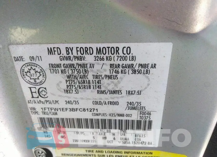 1FTFW1EF3BFC81271 Photo# 9