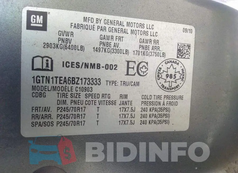 1GTN1TEA6BZ173333 Photo# 9