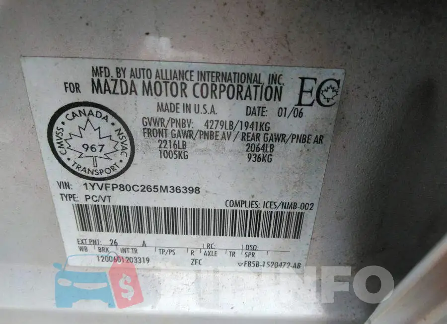 1YVFP80C265M36398 Photo# 9