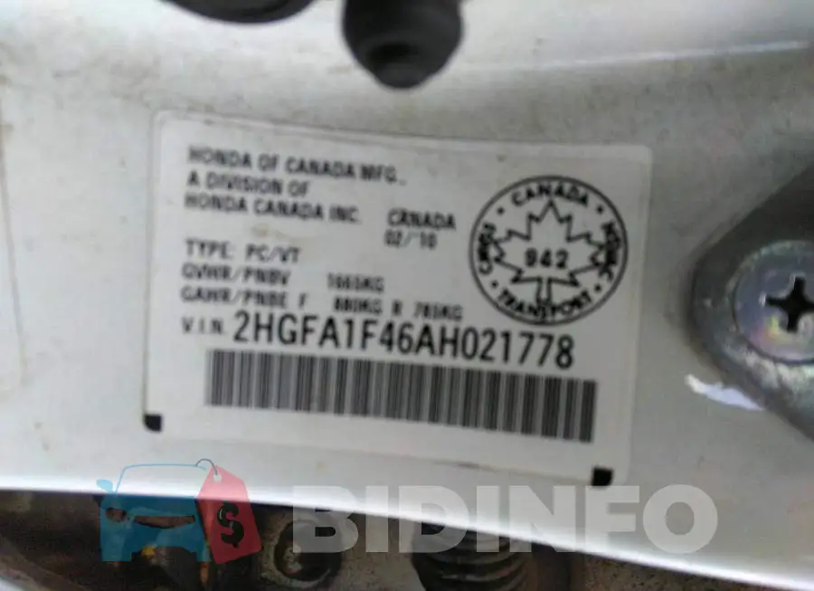 2HGFA1F46AH021778 Photo# 9