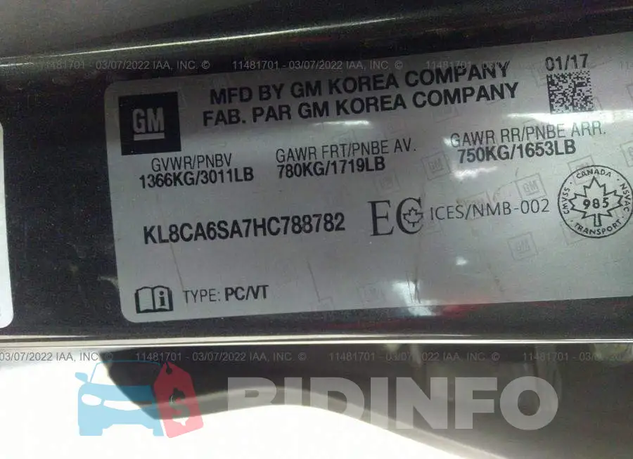 KL8CA6SA7HC788782 Photo# 9